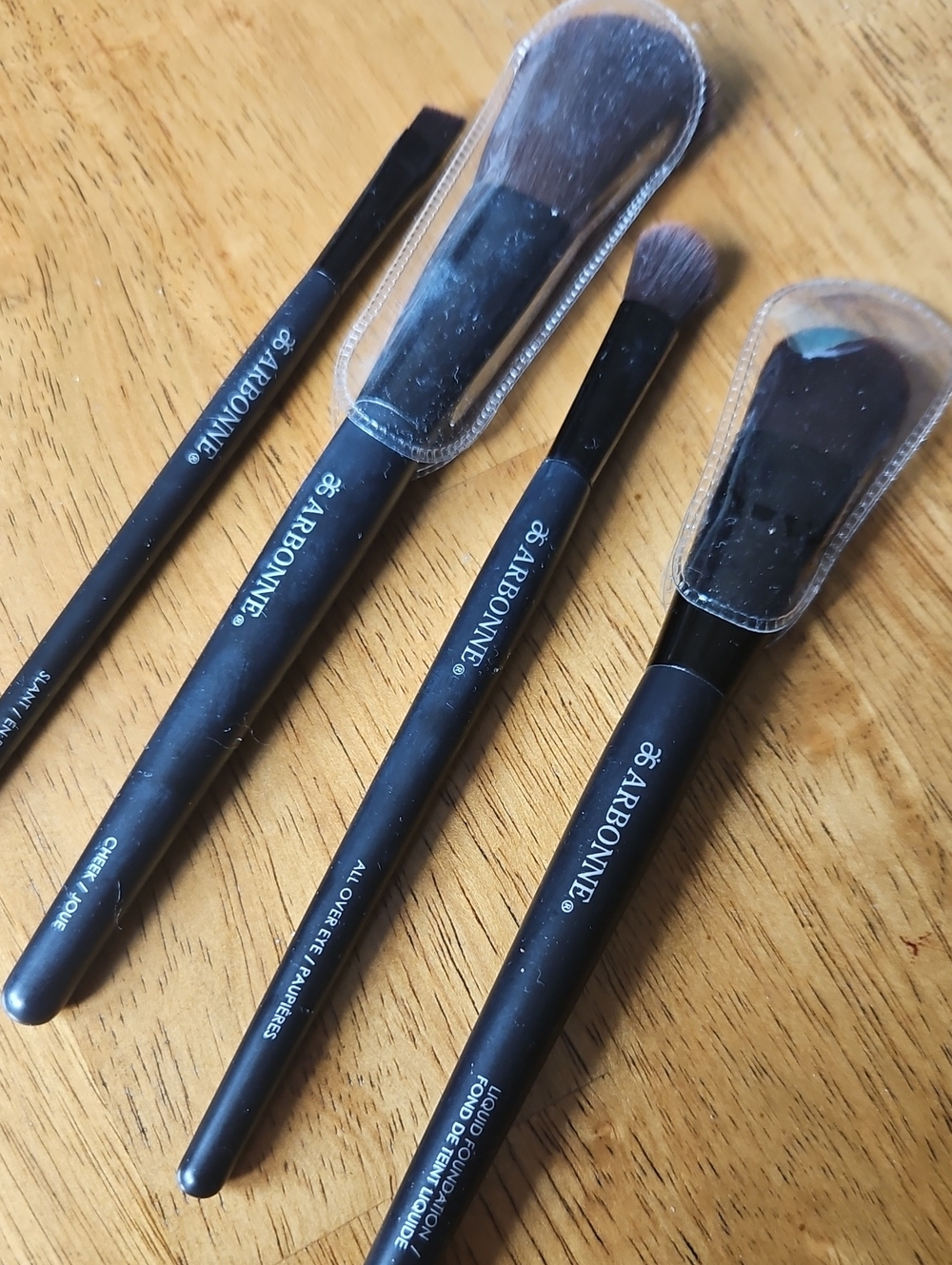 Arbonne Black 4-Piece Makeup Brush Set with Protective Caps